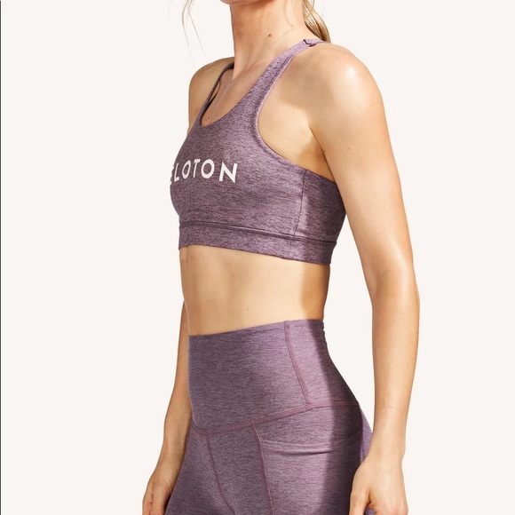 NEW Peloton Space Dye Heathered Strappy Bra Sports Bra Purple - Picture 12 of 12